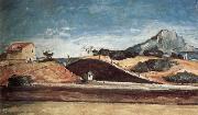 Paul Cezanne Le Percement de la voie ferree avec la montagne Sainte-Victoire France oil painting reproduction
